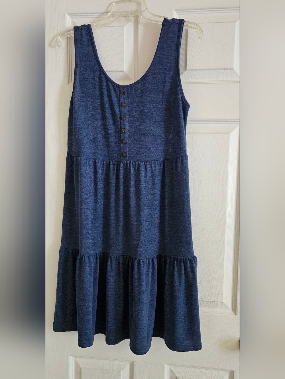 Womens Navy Blue Tiered Button Top Front Dress Size Medium